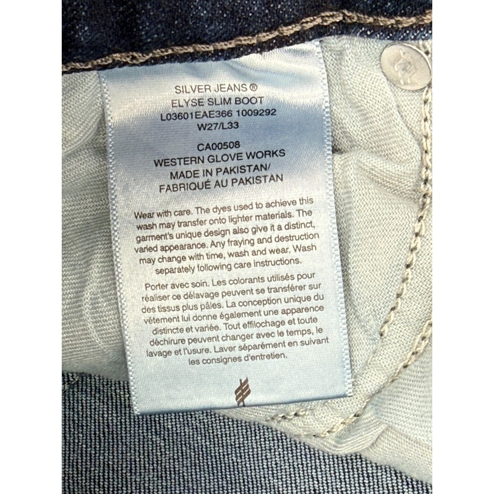 Silver Jeans Elyse Slim‎ Boot Jeans Womens 27x33 Stretch Medium Wash Denim Mid - Picture 3 of 6